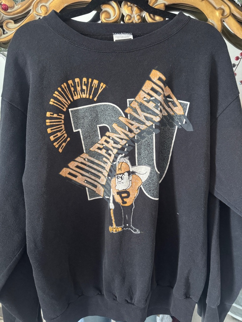 Vintage Purdue University Black Graphic Crewneck Sweatshirt